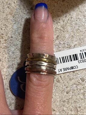 Mixed Metal Stacked Ring - Silver, Gold, Rose Gold